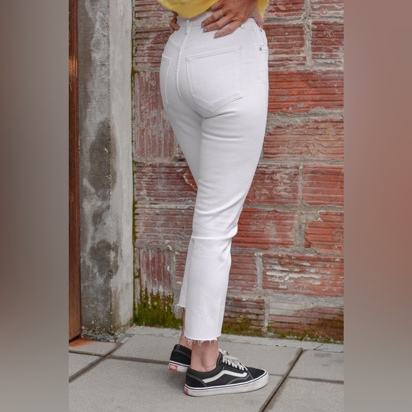 AGOLDE riley high rise straight crop jeans size 31 white boho button fly comfy - Picture 5 of 7